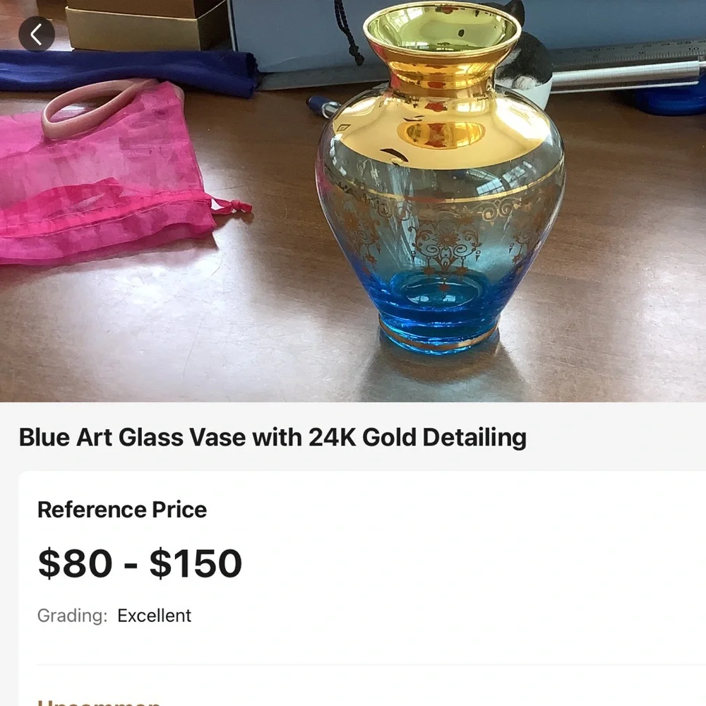 Vtg Vecchia Murano 24k Gold Gilt Chandelier Design Art Glass Vase